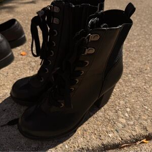 Black Lace-Up Ankle Boots